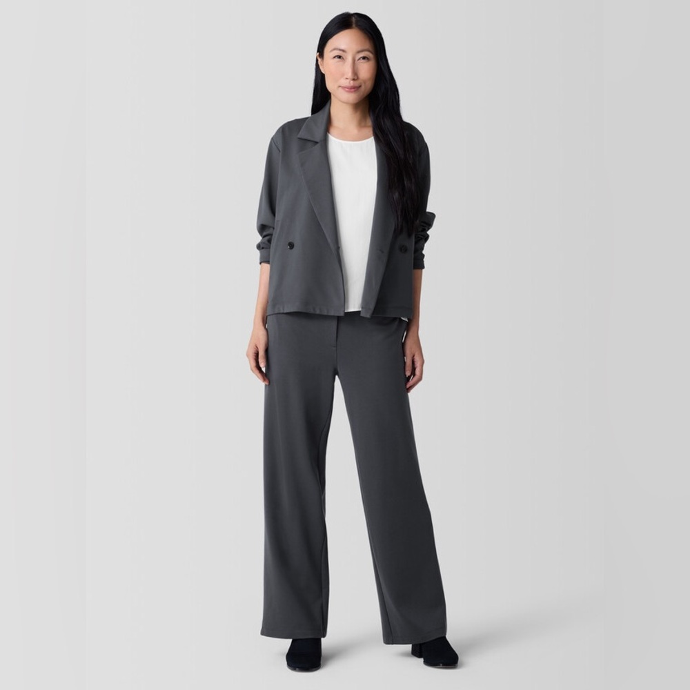 NWT Eileen Fisher Washable Flex Ponte Wide Trouser Pant in ebony size small